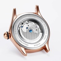 Montres de mode REEF TIGER RGA7015 avec diamants, bracelet en acier et cuir véritable, automatiques, étanches, analogiques pour femmes