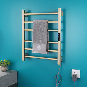 Porte-serviettes chauffant pour hôtel, en acier inoxydable brossé doré, montage mural, chauffe-serviettes intelligent, <span class=keywords><strong>radiateur</strong></span> électrique - Product Image 2