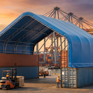 Abri de conteneur arqué personnalisé, grande portée, imperméable et ignifuge, pour la logistique portuaire, le stockage de marchandises et le stationnement de voitures - Product Image 2
