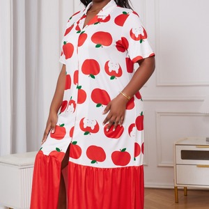 Abito da notte liscio su misura di <span class=keywords><strong>grandi</strong></span> dimensioni per le donne estate a maniche corte Casual dolce stampa <span class=keywords><strong>pigiama</strong></span> da <span class=keywords><strong>donna</strong></span> vestiti per la casa - Product Image 2