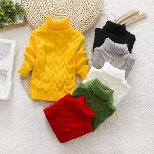 Kinder pullover Trikots Roll kragen pullover Baby Winter Tops Einfarbige Pullover Herbst Junge Mädchen Warmer Pullover ziehen