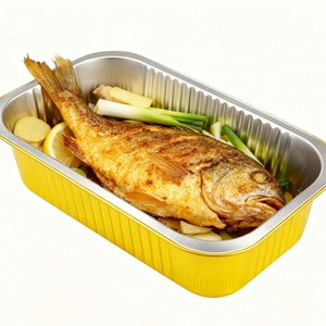Contenedor desechable de aluminio rectangular de 1-2L para almacenamiento de alimentos, uso en comida para llevar y calentar. - Product Image 1