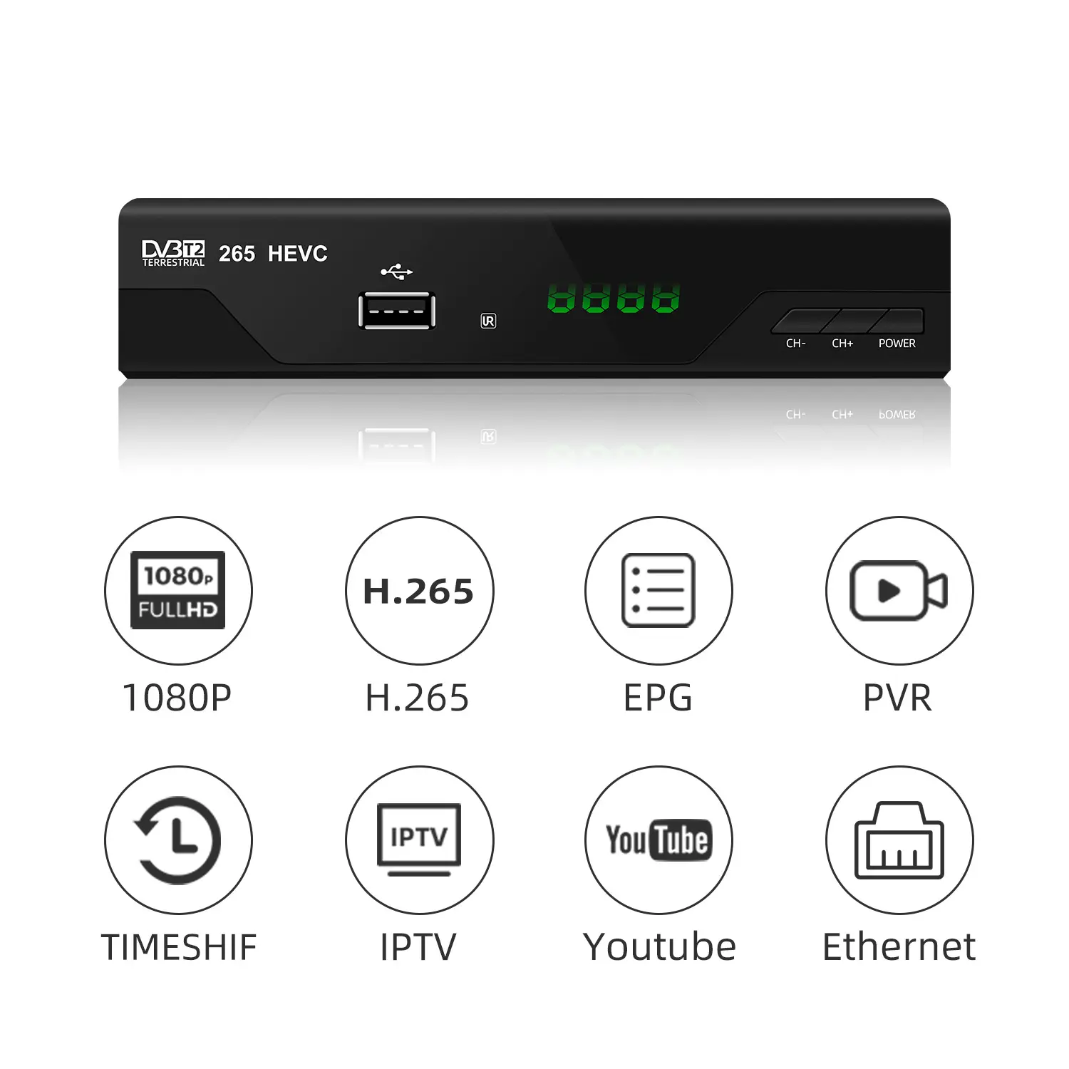 Fonte de fábrica personalizada full hd 1080p, decodificador DVB-T2/t mpeg4, suporte wifi, youtube, iptv, pvr, timeshift, fta mini receptor dvb t2