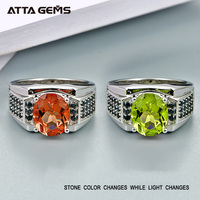 Zultanite Edelsteen Ringen voor Mannen Solitaire 925 Sterling Zilver Gemaakt Kleurverandering Ovaal Geslepen Diaspore Ring Geschenken Fijne Sieraden