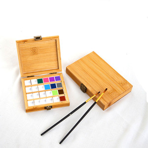 XinyiArt Bambou Aquarelle Peinture <span class=keywords><strong>Palette</strong></span> Plateau En Bois Peinture <span class=keywords><strong>Palette</strong></span> Boîte Avec Demi Casseroles Grilles <span class=keywords><strong>pour</strong></span> Aquarelle, <span class=keywords><strong>Gouache</strong></span> - Product Image 5