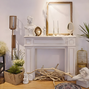 Vente de gros Meubles anciens Manteau de cheminée en bois décoratif classique de style français Manteau de cheminée en bois blanc <span class=keywords><strong>antique</strong></span> - Product Image 2
