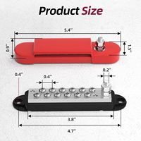 Barre de distribution d'alimentation 12V 150A avec goujon 1/4 pouce, barre omnibus marine 12 volts CC pour câblage de bateaux, automobiles et systèmes solaires