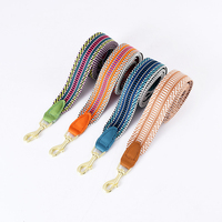 Ensemble collier et laisse pour chien en nylon imprimé, réglable, vente en gros, en stock, accessoires pour animaux de compagnie en cuir de vachette, fabrication de designer