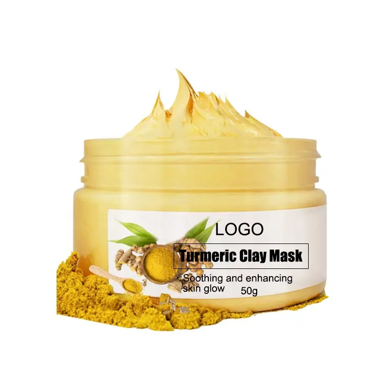 OEM Logo Turmeric Vitamin C Clay Mask Kaolin Clay and Aloe Clay Face Mask Skin Care Cotton Female Turmeric Soap