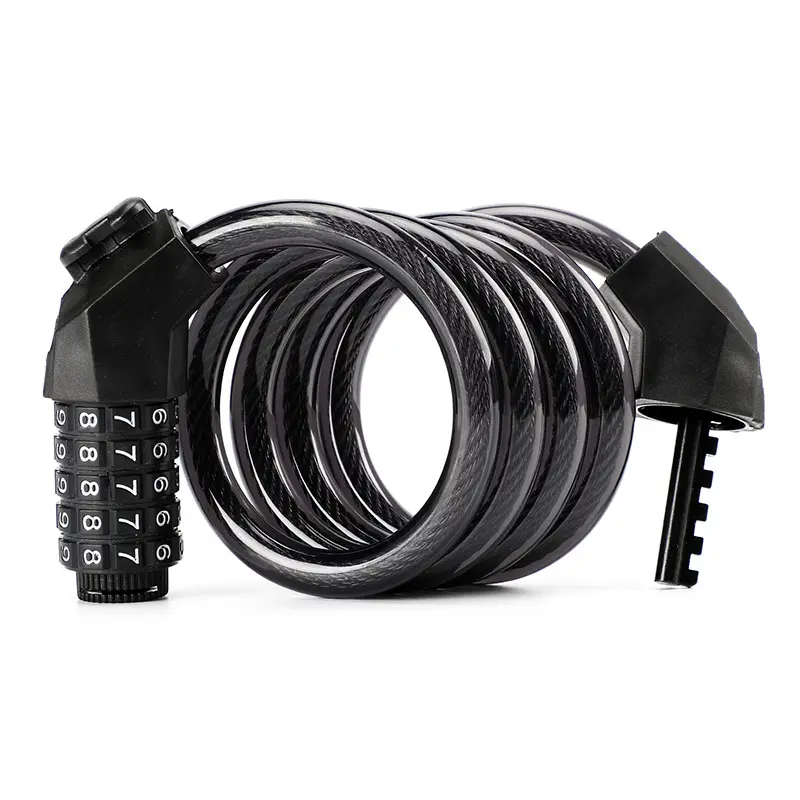 1.2m Long Safety 5 Digital Code Combination Bike Lock Stainless Steel Bicycle Cable Chain Lock