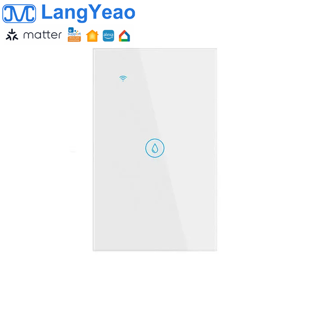 LangYeao Matter Smart WiFi Water Heater Switch ABS Voice Control Scheduling Alexa/Google Assistant Compatibility Touch Panel
