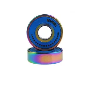 ABEC 6-11 التيتانيوم المغلفة الملونة مخصص مطبوعة لوح التزلج كرة أخدود عميقة تحمل