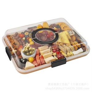 Tabla de quesos de gran capacidad con tapa transparente, bandeja de picnic dividida, bandeja portátil para quesos, frutas y verduras - Product Image 1