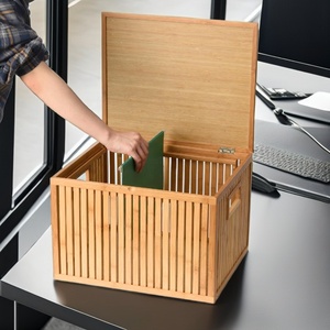 Cesta de almacenamiento de bambú al por mayor con tapa, cesta de almacenamiento de calidad de exportación, muy vendida. - Product Image 6