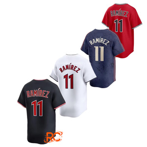 Maillots de baseball américains cousus de haute qualité en gros pour hommes Cleveland 11 Jose Ramirez - Product Image 1