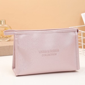 Bolsa de cosméticos de PU de Color sólido, impermeable, de cuero, Simple, de gran capacidad, portátil, bonita, bolsa de artículos de tocador - Product Image 5