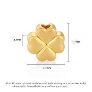 สร้อยข้อมือทองคำแท้ 24K รูปทรงใบโคลเวอร์ ประดับด้วยลูกปัดเคลือบเงาคุณภาพสูง - Product Image 3