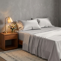 Parure de lit 4 pièces en coton égyptien 300 fils/cm², tissage satiné, certifiée OEKO-TEX, unie, rafraîchissante et respirante, comprenant une housse de couette et un drap-housse