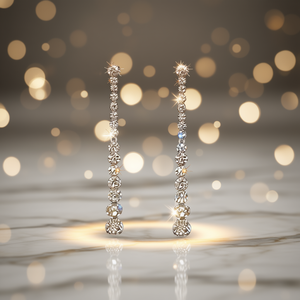 Orecchini Pendenti E3842 in Oro Bianco con Cristalli e Strass, Gioielli di Lusso da Donna per Feste - Product Image 2