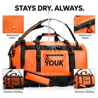Sac de voyage robuste imperméable 90L avec fond renforcé, convertible 3-en-1, grand sac à dos de voyage avec compartiment de rangement sec