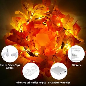 Luci a forma di foglia d'acero e rami di salice per parete, con telecomando e timer, 8 luci, per camera da letto, porte, matrimoni, <span class=keywords><strong>Natale</strong></span> - Product Image 5