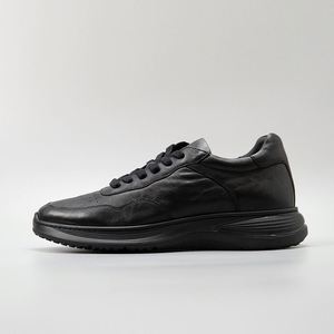Baskets en cuir véritable noir à bout rond et lacets, légères, avec semelle extérieure en caoutchouc amorti et semelle intermédiaire en EVA, chaussures décontractées été/hiver - Product Image 1