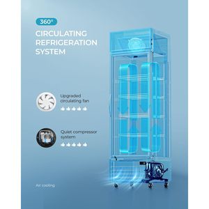 Euhomy Commercial Display Refrigerator 9 Cu Ft Glass Door <b>Drink</b> Cooler With Led Light Adjustable <b>Shelves</b> Party Use Glass Door Re - Product Image 5