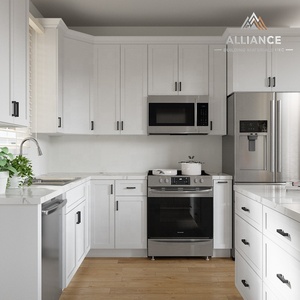 Meubles de cuisine pour appartement |   Armoires de cuisine blanches style Shaker |   Ensemble d'armoires de cuisine modernes avec charnières à fermeture douce - Product Image 5