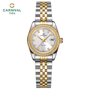 カーニバルクォーツ防水高級ステンレス鋼 30 ミリメートルポインターダイヤルパーティーギフト高級ファッションブレスレット女性用腕時計 - Product Image 1