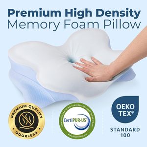 Almohada cervical Derila Ergo de espuma viscoelástica con contorno para dormir de lado o boca arriba, 21.25 x 14.17 x 4.72 pulgadas, azul - Product Image 5