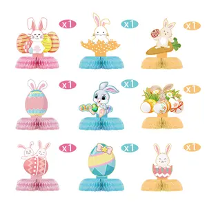 2023 Happy Easter Honeycomb Table centerpieces Easter Ornaments Honeycomb Easter Decoration Bunny Ornament