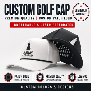 Casquette de golf 5 panneaux personnalisée avec logo en silicone, style vintage, faible MOQ, OEM, tissu haute densité, équipement sportif durable - Product Image 1