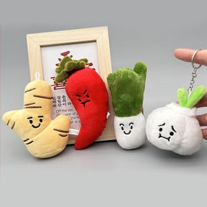 Porte-clés légume amusant en coton créatif, fleur bleue occidentale, échalote, <span class=keywords><strong>gingembre</strong></span> et ail, pendentif en peluche, jouets - Product Image 1
