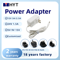 Alimentation électrique haute efficacité HYT DC 36W 12V 3A à brancher, certifications CE PSE ETL, garantie PC de 2 ans pour les appareils ménagers