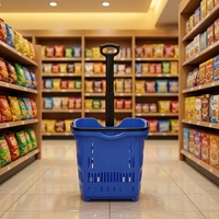 Panier de courses roulant en plastique écologique avec logo personnalisé, durable, pour supermarché, avec poignée télescopique et roues