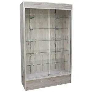 Hot Sale Wooden Back Display Cases wall display showcase Vitrine For Shop showcase Top LED Light Full Vision Display Showcase