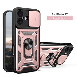 Gran oferta, soporte de anillo de Metal, ventana deslizante, protección de lente, armadura, funda de teléfono para iPhone 17/17 Air/17 Pro/17 Pro Max/16E/15 - Product Image 5