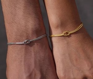 Pulsera <span class=keywords><strong>de</strong></span> Acero Inoxidable con Nudo <span class=keywords><strong>de</strong></span> Amor Chapada en Oro, Joyería <span class=keywords><strong>de</strong></span> Unidad y Amistad, Pulsera a Juego para Parejas, para Novio y Novia - Product Image 5