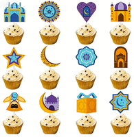 Ensemble de décorations pour cupcakes DAMAI Ramadan, design château de lune, décorations en papier pour gâteaux, pour les fournitures de fête de l'Aïd, 1,9 pouce, style élégant