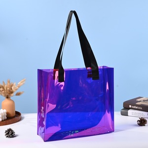 Large Capacity Clear PVC Shopping <b>Bag</b> Waterproof <b>Transparent</b> Tote <b>Bag</b> With Custom Logo Printing - Product Image 2