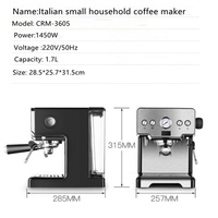 Mesin Kopi Rumah Profesional, Mesin Kopi Cappuccino Busa Susu 1450W Italia Kecil