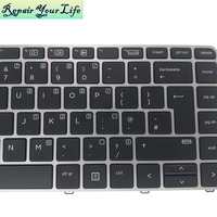 Clavier d'ordinateur portable rétroéclairé pour HP EliteBook 745 G3 840 G3 848 G3 819876-031 836307-031 avec pointeur et cadre argenté