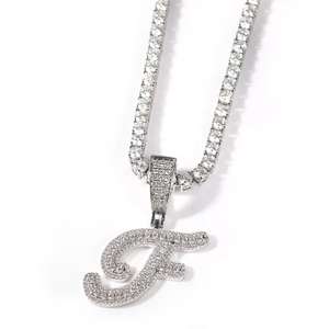 По желанию заказчика полный со стразами с большими буквами кулон медь Циркон 26 Начальная буква ожерелье 14k позолоченные женские ювелирные изделия - Product Image 6