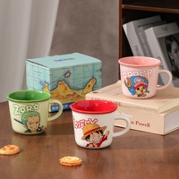 Mug en céramique One Piece Luffy Zoro Chopper, tasse à café anime, bord contrasté, tasse à eau pour la maison, cadeau pour garçons