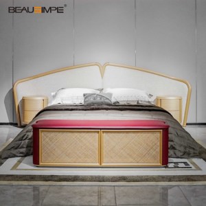 Marco de cama de tamaño king de lujo personalizable Linne, tela suave de alta calidad, diseño italiano moderno para villas silenciosas, muebles para el hogar - Product Image 2