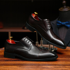 Genuine Leather Men's Oxford Dress Shoes Square Toe Lace-up Formal Business Office Wear All Seasons Solid Color - Product Image 4