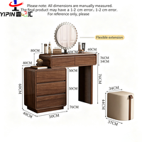 Coiffeuse en bois massif compacte pour chambre à coucher, moderne et minimaliste, avec tiroirs intégrés, bureau de maquillage extensible multifonctionnel
