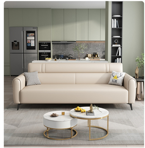 Sofá Plegable Multifuncional de Tres Plazas Tapizado en Cuero Sintético Estilo Escandinavo Moderno para Sala de Estar, Cocina, Taller, Parque - Product Image 6