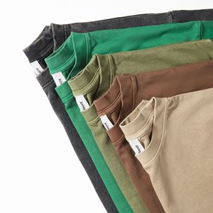 T-shirt pour homme en coton 100% tricoté surdimensionné uni à col rond, lavage à l'acide personnalisé, poids lourd 250 GSM - Product Image 5