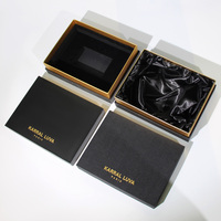 Couvercle d'emballage en carton rigide noir avec logo personnalisé et boîte-cadeau en papier rigide avec base